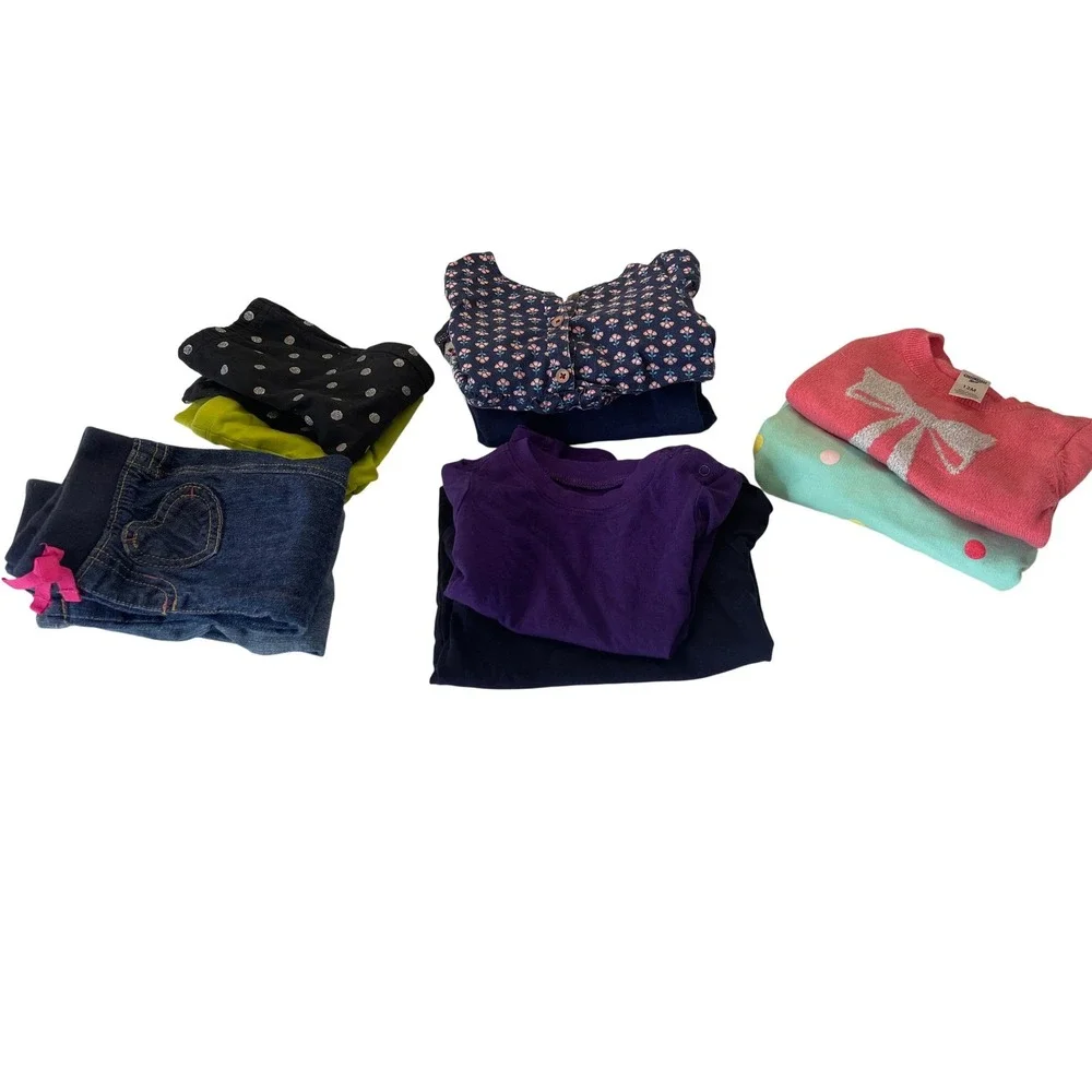 Baby Girls Clothing Lot Bundle 10 Pieces Jeans‎ Sweaters Leggings Tees 12 Months